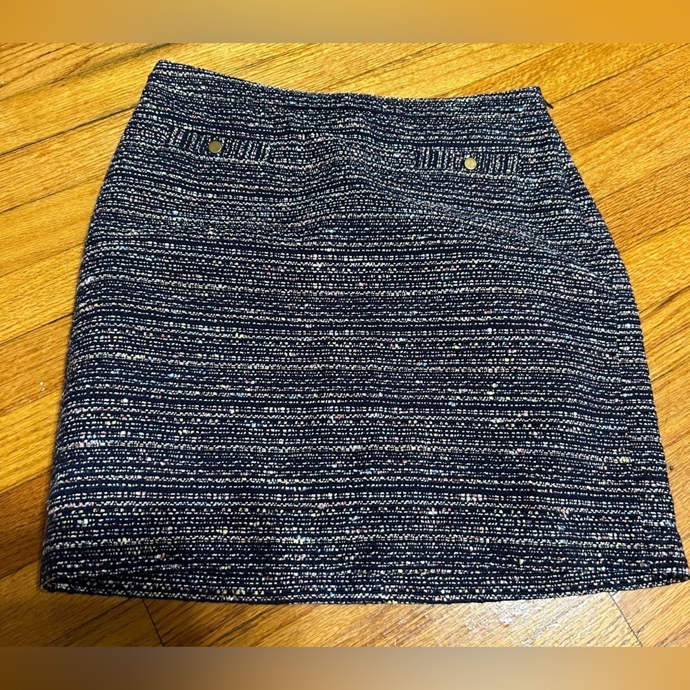 Ann Taylor LOFT Skirt Womens 8 Petite Tweed Mini Lined Faux Front Pockets